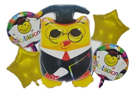 Kit 5 Globos Graduación Decoración Búho Birrete Diploma MercadoLibre