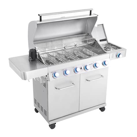 Monument Stainless Steel 6 Burner Liquid Propane Gas Grill With 1 Side Burner With Rotisserie