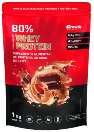 Whey Protein Concentrado 1kg Growth Original 80 Proteína Pura