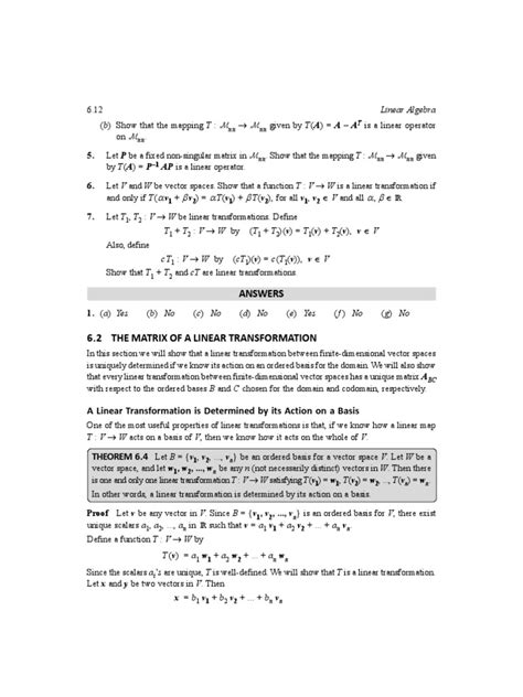 Matrix of A Linear Transformation | PDF | Linear Map | Operator ...