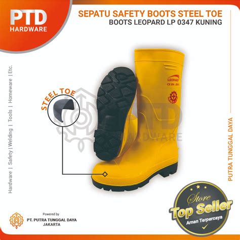 Jual Sepatu Boot Safety Karet Leopard Ujung Besi Steel Toe Proyek