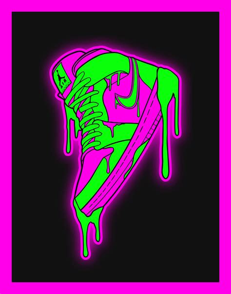 Nike Air Jordan 1 Drippy Poster Art Pink & Green | Etsy