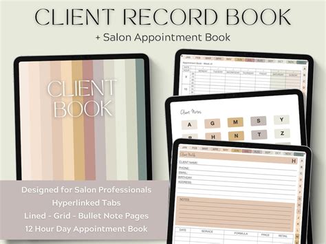 Client Record Book Digital Client Book Salon Appointment Book Client