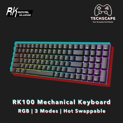 2021 Royal Kludge RK100 96 Keyboard 100 Keys Tri Mode Hot Swappable RGB Mechanical