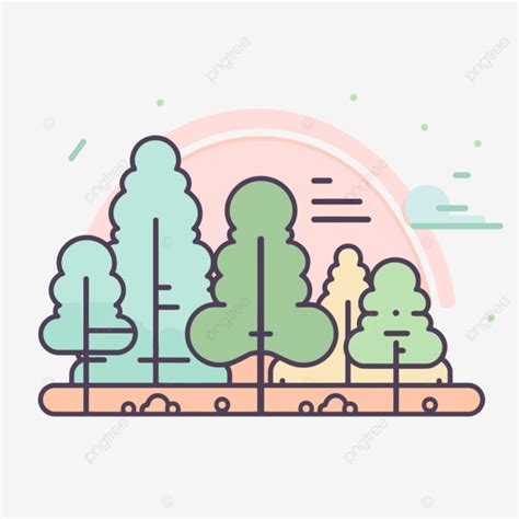 Modern Treescape Icon Line Illustration Vector, Forrest, Lineal Icon, Flat Icon PNG and Vector ...