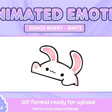 White Animated Bongo Bunny Rabbit Emote Twitch Youtube Etsy Finland