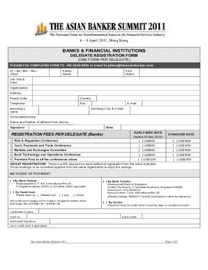 Fillable Online Delegate Registration Form Banks Fax Email Print