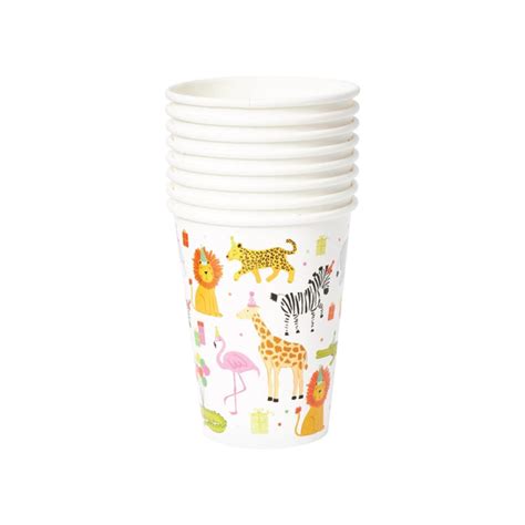 Party Animals Birthday Paper Cups & Straws 8ct | The Party Darling