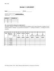 Mod3 Data Sheet Docx BIOL 1106 Module 3 DATA SHEET Name P S Id