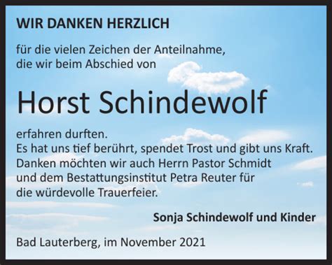 Traueranzeigen Von Horst Schindewolf Harztrauer De