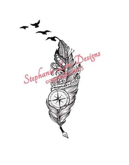 Tattoo Compass Feather Life 22 Ideas Feather Tattoos Body Art Tattoos Tattoo Illustration