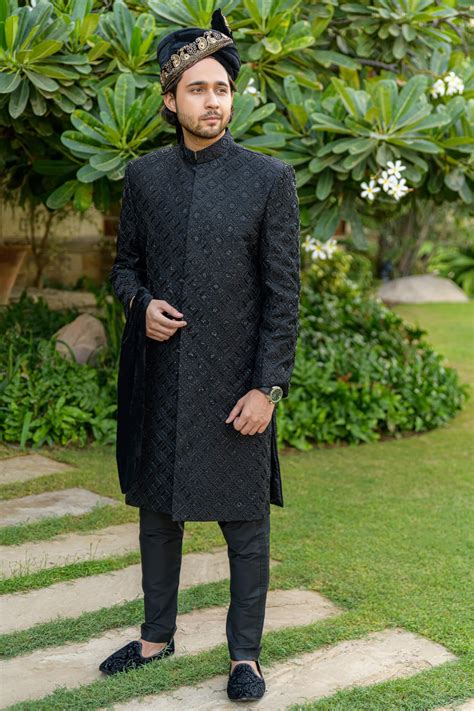 Elegance Redefined Amaan Luxurious Black Sherwani Ishq 23