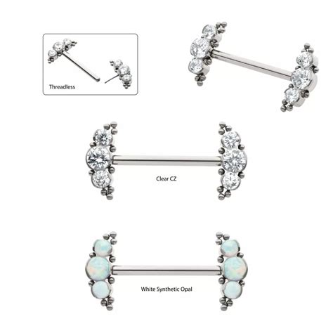 Titanium Forward Facing Beaded Curved Cluster Barbell