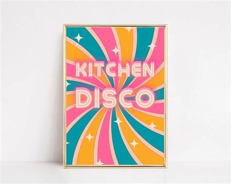 Kitchen Disco Art Print Kitchen Wall Art Retro Prints Etsy UK Retro