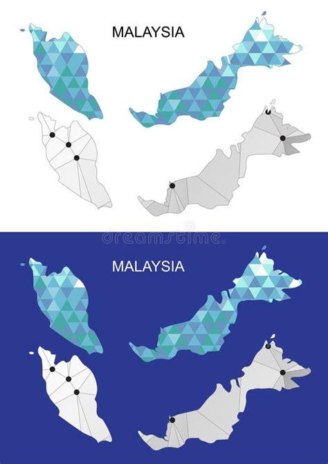 Mapa Em Poligonal Geom Trico Estilo De Mal Sia Do Mosaico Ilustra O