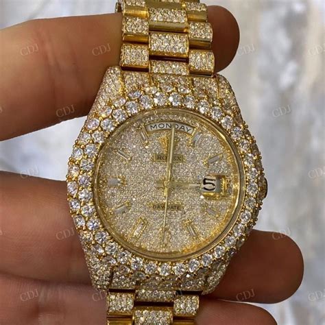 Luxury Diamond Rolex Gold Plated Wrist Watch Customdiamjewel