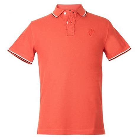 Plain Half Sleeve Mens Collar T Shirts With Cotton Fabrics And Orange