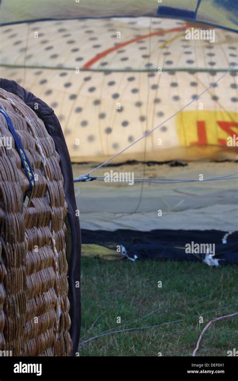 Hot Air Balloon Being Inflated Stock Photo Alamy