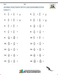 Addition Of Dissimilar Fraction Worksheet Grade 4 - Brian Harrington's ...