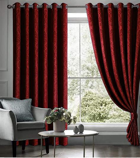 Embossed Red Velvet Curtains Premium Quality Set Of Pcs For Sale