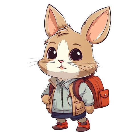 rabbit go to school cartoon ai generative 28782276 PNG