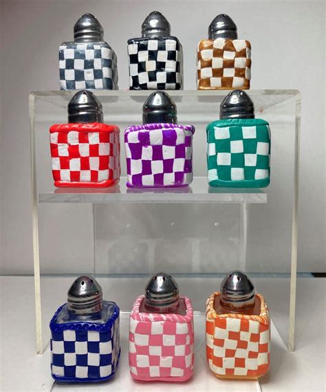 Mini Salt And Pepper Shakers Mix And Match Checkerboard Design Etsy