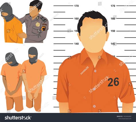 Indonesian Police Arrest Criminals Criminal Mugshots Stock Vector