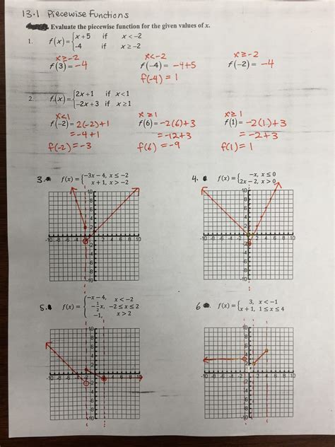 Piecewise Function Worksheets