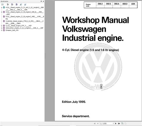 Volkswagen Industrial Engines 1 5 1 6 Diagram And Workshop Manual Pdf