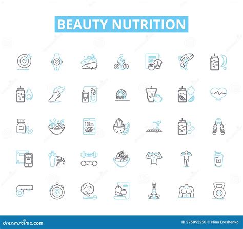 Beauty Nutrition Linear Icons Set Collagen Antioxidants Hydration