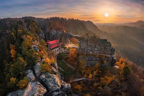 Hrensko Czech Republic Aerial View Of The Beautiful Pravcicka Brana