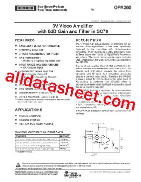 OPA357 Datasheet PDF Burr Brown TI