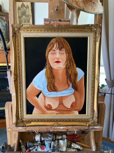 Vanwinkle Original Nude Woman Oil Painting Almost There X Naked