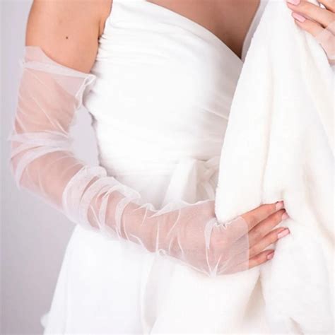 Bridal Gloves Tulle Sleeves Bridal Sleeves White Tulle Bride Etsy