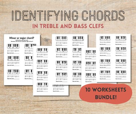 Identifying Chords Piano Worksheet in Treble and Bass Clef - Etsy