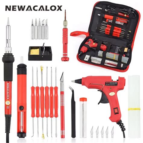 NEWACALOX EU 220v 60w DIY Adjustable Temperature Electric Soldering