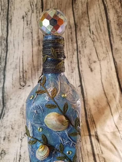 Decorated Liquor Bottle Beach Decor Wine Bottle Decorations Ocean