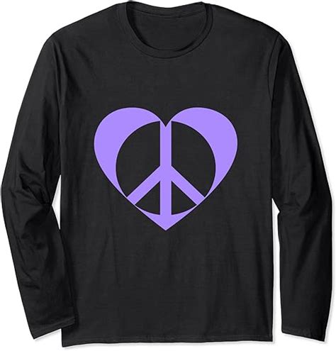 Purple Peace Sign Heart Long Sleeve T Shirt Amazon Co Uk Clothing