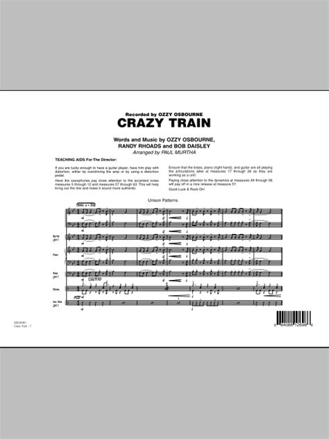 Crazy Train Full Score By Paul Murtha Sheet Music For Jazz Ensemble At Sheet Music Direct