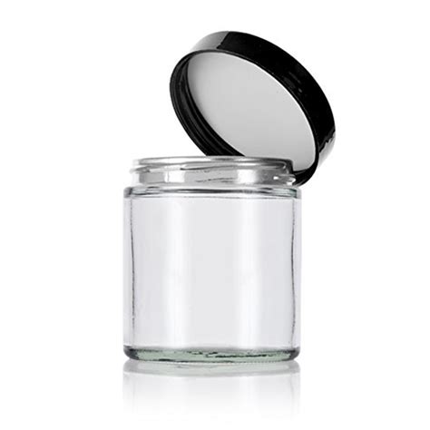 4oz 120ml Clear Thick Glass Straight Sided Jar With Black Smooth Lids High Quality 4 Oz Glass