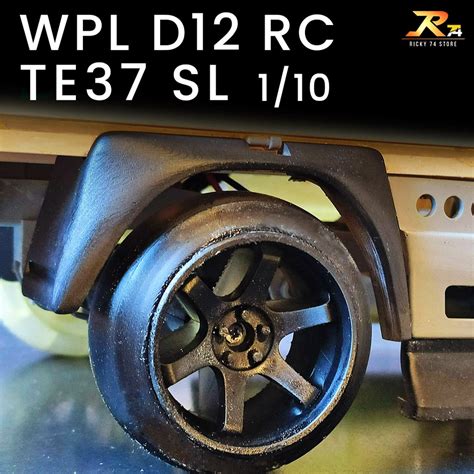 Jual WPL D12 Velg TE37 SL Velg Dan Ban 1 Set RC Drift 3D Print WPL