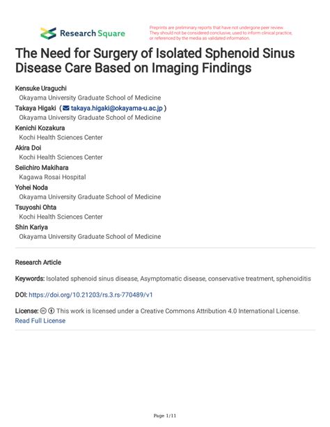 Pdf The Need For Surgery Of Isolated Sphenoid Sinus Disease Care Based On Imaging Findings