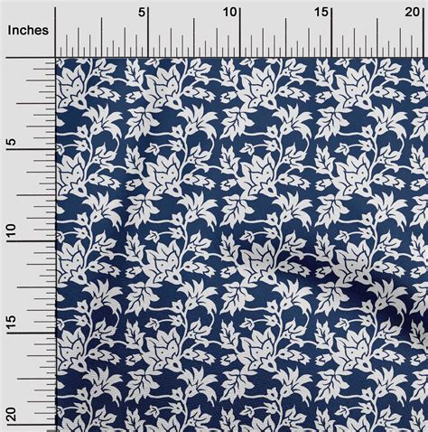 Oneoone Silk Tabby Fabric Leaves Floral Block Print Fabric By The