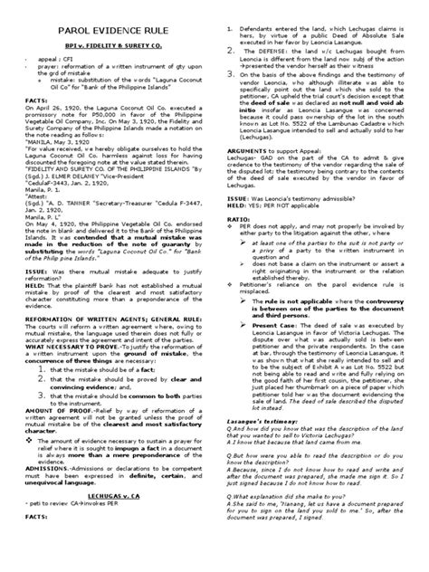 Parol Evidence Rule Pdf Evidence Evidence Law