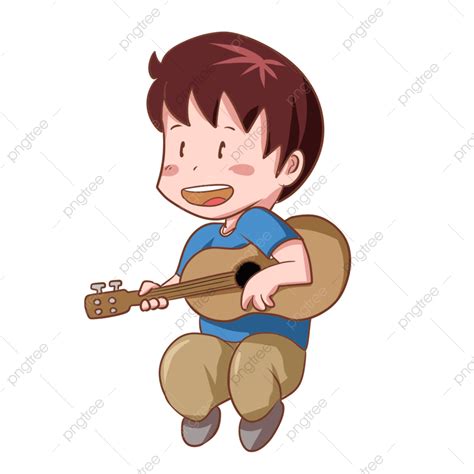 Menino Sentado Tocando Viol O Png Garoto Rapazes Guitarra Png