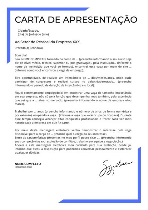 carta de apresentacao Exemplos de carta de apresentação pronta para sua