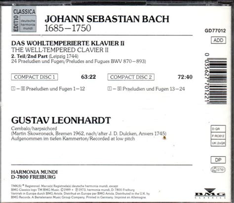 Release Das Wohltemperierte Klavier 2 The Well Tempered Clavier 2