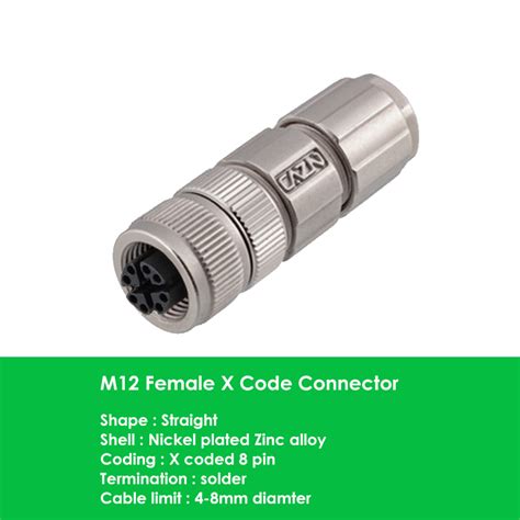 M12 X Coded 8 Pin Female Connector Shine Industry