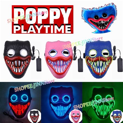 JINN POPPY PLAYTIME Scary Halloween Colplay Máscara LED Mascarada