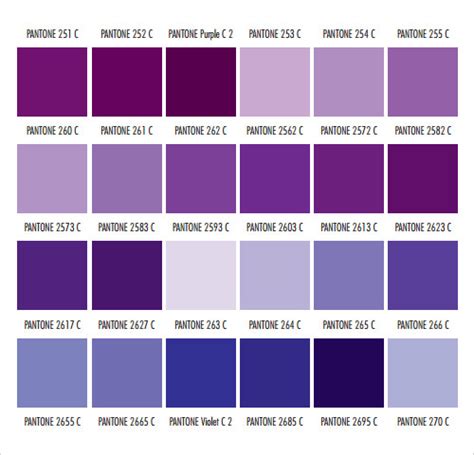 Purple Pantone Color Chart